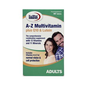 a z مولتی ویتامین پلاس کیوتن و لوتئین یوروویتال بسته 60 عددی