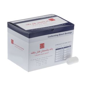 باند پانسمان صانع طب مدل کنار بافته 5 سانتی متر بسته 80عددی