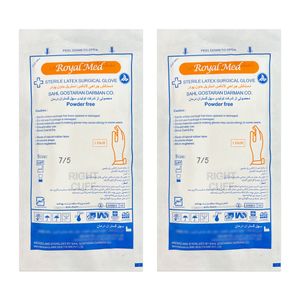 دستکش جراحی غیر پودری رویال مد مدل powder free سایز متوسط (m) بسته 2 عددی