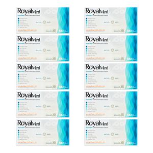 دستکش لاتکس رویال‌مد مدل powder free سایز m ده بسته 100 عددی
