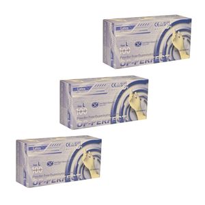 دستکش لاتکس غیر پودری مدل اوپی پرفکتl1 سایز بزرگ (l) بسته 3 بسته 100 عددی