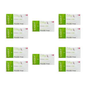 دستکش لاتکس غیر پودری کسری طب مدل excellent finishing سایز لارج بسته 10 عددی