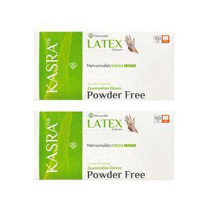 دستکش لاتکس غیر پودری کسری طب مدل excellent finishing سایز متوسط بسته 2 عددی
