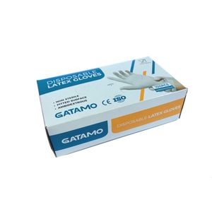 دستکش لاتکس غیر پودری گاتامو مدل pmp109 سایز بزرگ (l) بسته 100 عددی
