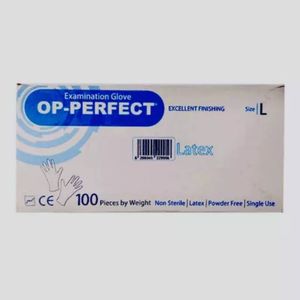دستکش لاتکس مدل op perfect بسته 100 عددی سایز لارج