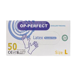 دستکش لاتکس مدل op perfect سایز لارج بسته 50 عددی