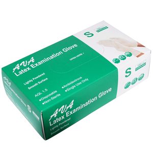 دستکش لاتکس پودری آوا سایز small بسته 100 عددی