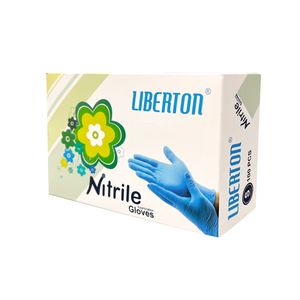 دستکش نیتریل غیر پودری لیبرتون مدل powder free سایز اسمال بسته 100 عددی