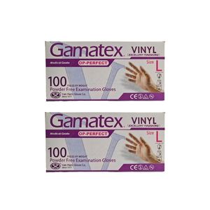 دستکش وینیل غیر پودری حریر مدل 2gl سایز بزرگ (l) دو بسته 100 عددی