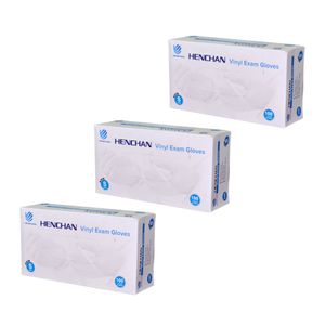 دستکش وینیل غیر پودری مدل هنچان03 سایز کوچک (s) بسته 3 عددی