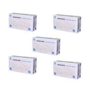 دستکش وینیل غیر پودری مدل هنچان05 سایز کوچک (s) بسته 5 عددی