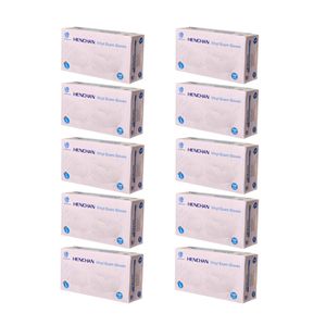 دستکش وینیل غیر پودری هنچان مدل l10 سایز بزرگ (l) ده بسته 100 عددی
