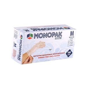 دستکش وینیل مونوپاک مدل 01m سایز مدیوم بسته 100 عددی