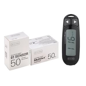 دستگاه تست قند خون آرکری مدل glucocard 01 mini به همراه یک بسته نوار تست50 عددی و یک بسته سوزن 50 عددی