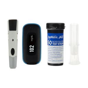 دستگاه تست قند خون آگاماتریکس مدل agamatrix jazz wireless 2 به همراه نوار مجموعه 2 عددی و سوزن بسته 100 عددی