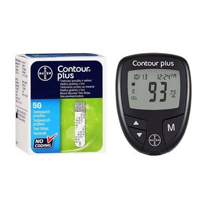 دستگاه تست قند خون بایر مدل contour plus به همراه نوار تست قند خون بسته 50 عددی