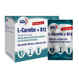 ساشه ال کارنیتین+ ب 12 یوروویتال بسته 30 عددی