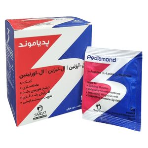 ساشه پدیاموند دیموند با طعم شکلات و توت فرنگی مناسب بدنسازی جهت کمک به عضله‌سازی ترشح هورمون رشد افزایش رشد قدی و تقویت سیستم ایمنی بسته 20 عددی