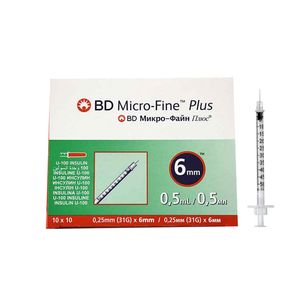 سرنگ انسولین بی دی مدل micro fine plus حجم 0.5 میلی لیتر بسته 100 عددی