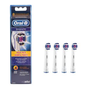 سری یدک مسواک برقی اورال بی مدل brush heads 3d white بسته 4 عددی