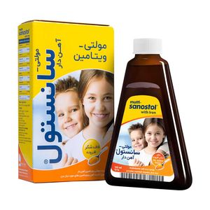 شربت مولتی ویتامین آهن دار کودکان سانستول   155 میلی لیتر