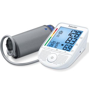 فشارسنج بازویی دیجیتال beurer مدل bm49 با حافظه 99 رکورد قابلیت ذخیره نتایج دو کاربر نمایش میانگین اندازه‌گیری فشار خون و ضربان قلب نور پس‌زمینه تک‌رنگ و سایز بازو 22 تا 36 سانتی‌متر