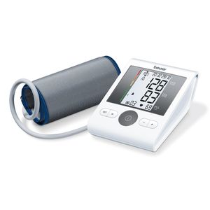 فشارسنج بازویی دیجیتال بیورر مدل bm28 با حافظه 120 رکورد برای 4 کاربر نمایشگر lcd بزرگ تشخیص آریتمی هشدار خطای محاسباتی سنجش ضربان قلب قابلیت خاموشی خودکار و منبع تغذیه باتری قلمی و آداپتور