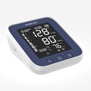فشارسنج بازویی دیجیتال جامپر مدل jpd ha101 با نمایشگر lcd بزرگ و بک‌لایت 99 حافظه دو کاربره تشخیص آریتمی اخطار بستن نادرست کاف تغذیه دوگانه باتری و برق مناسب دور بازو 22 تا 36 سانتی‌متر تاییدشده توسط ce و fda