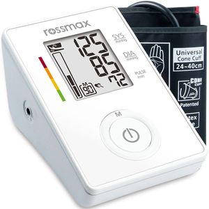 فشارسنج دیجیتال بازویی رزمکس مدل ch155f با سیستم تشخیص حرکت آشکارساز ضربان نامنظم قلب حافظه 90 نتیجه و قابلیت میانگین‌گیری از 3 اندازه‌گیری آخر درجه‌بندی ریسک فشار و کاف 24 تا 40 سانتی‌متر