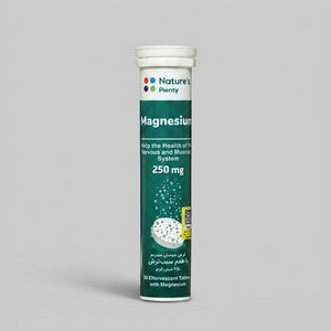 قرص جوشان منیزیم 250 میلی گرم نیچرز پلنتی بسته 20 عددی تقویت عملکرد سیستم عصبی و عضلانی حفظ سلامت استخوان مناسب بزرگسالان