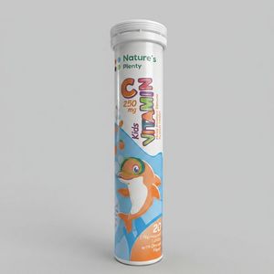 قرص جوشان ویتامین c کودکان نیچرز پلنتی 250 میلی‌گرم بسته 20 عددی تقویت سیستم ایمنی مناسب مصرف روزانه و گروه سنی 4 تا 12 سال ساخت ایران
