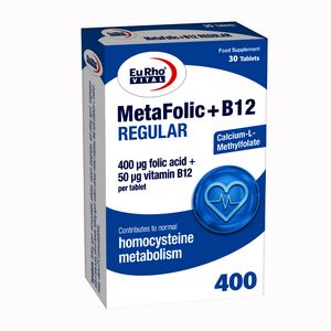 قرص متافولیک و ب12 50 میکروگرم رگولار یوروویتال بسته 30 عددی
