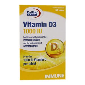 قرص ویتامین d3 1000 واحدی  بسته 60 عددی