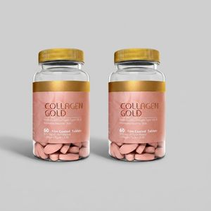 قرص کلاژن آدریان مدل gold مجموعه 2 عددی 60 عددی حاوی کلاژن هیدرولیز شده تایپ 1 و 3 بهبود سلامت پوست و مو مصرف شبانه ساخت ایران