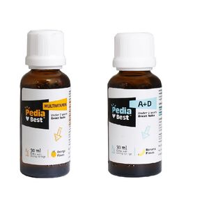 قطره مولتی ویتامین به همراه قطره ویتامین آ+د پدیابست   30 میلی لیتر بسته 2 عددی