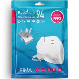 ماسک تنفسی ریما مدل بدون سوپاپ نانو ffp2 n95 رسپی نانو بسته 10 عددی