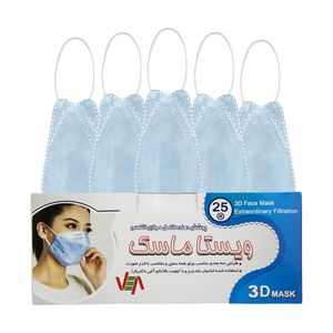 ماسک تنفسی ویستا ماسک مدل 3d کد 13 بسته 25 عددی