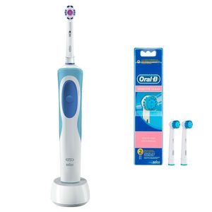 مسواک برقی اورال بی مدل vitality d12.513w 3d whiteبه همراه سری مسواک برقی اورال بی مدل eb17s sensitive clean