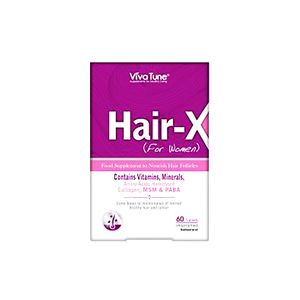 مکمل غذایی تغذیه فولیکول مو ویوا تون مدل hair x حاوی ویتامین‌ها مواد معدنی آمینو اسید کلاژن هیدرولیز شده msm و paba بسته 60 عددی