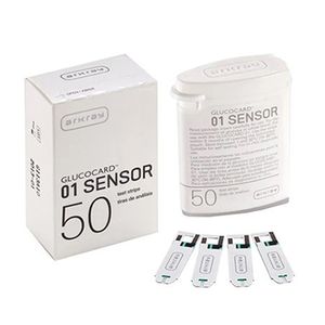 نوار تست قند خون آرکری مدل glucocard 01 sensor بسته 50 عددی به همراه سوزن تست قند خون  بسته 100 عددی