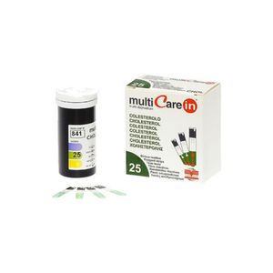 نوار تست کلسترول خون بی اس آی مدل multicarein بسته 25 عددی