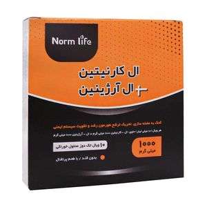 ویال ال کارنیتین و ال آرژنین نورم لایف بسته 10 عددی