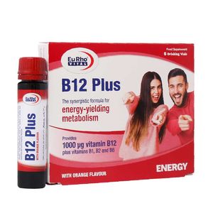ویال خوراکی ویتامین b12 پلاس یوروویتال بسته 6 عددی