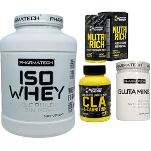 پروتئین وی ایزوله فارماتک 2270 گرم   سی ال ای + ال کارنیتین ترکیبی 60 عددی   گلوتامین فارماتک 300 گرم   قرص مولتی ویتامین فارماتک 60 عددی