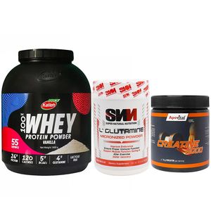 پودر پروتئین بیسکوئیت کاله پرو   1800 گرم + ال گلوتامین اس ان ان  300 گرم + کراتین آپوویتال  250 گرم