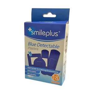 چسب زخم اسمایل پلاس مدل blue detectable کد 6304 بسته 18 عددی