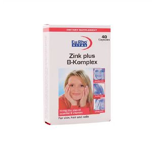 کپسول zinc plus b complex یوروویتال 40 عددی تقویت مو ناخن و پوست با جذب بالا و بدون عوارض گوارشی