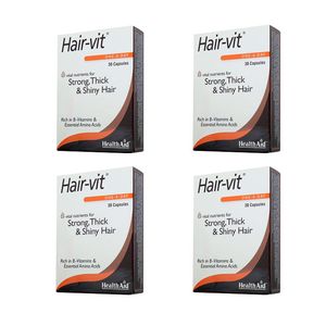 کپسول تقویت مو هلث اید hair vit بسته 120 عددی حاوی ویتامین‌های گروه b و آمینو اسیدهای ضروری مناسب استحکام ضخامت و درخشندگی مو مصرف روزانه یک عدد