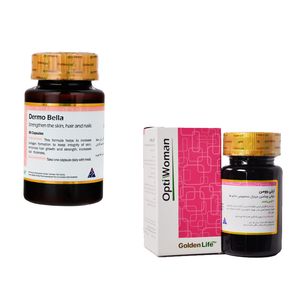 کپسول درموبلا گلدن لایف بسته 60 عددی به همراه قرص اپتی وومن گلدن لایف بسته 30 عددی