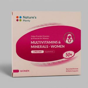 کپسول مولتی ویتامین و مینرال مخصوص خانم‌های بالای 50 سال نیچرز پلنتی بسته 30 عددی با پلت آهسته رهش تقویت سیستم ایمنی بهبود کم‌خونی و تنظیم متابولیسم بدن